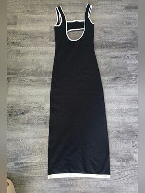 Peppermayo Black Maxi Dress with White Trim